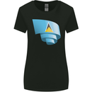 Curled Saint Lucia Flag Lucian Day Football Womens Wider Cut T-Shirt Black