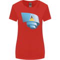 Curled Saint Lucia Flag Lucian Day Football Womens Wider Cut T-Shirt Red