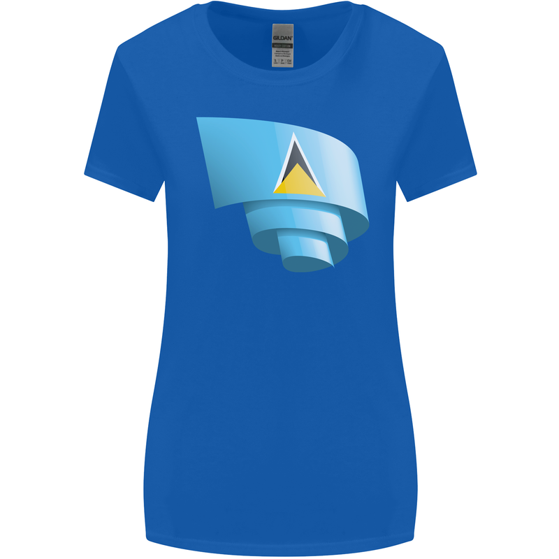 Curled Saint Lucia Flag Lucian Day Football Womens Wider Cut T-Shirt Royal Blue