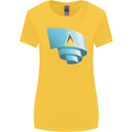 Curled Saint Lucia Flag Lucian Day Football Womens Wider Cut T-Shirt Yellow