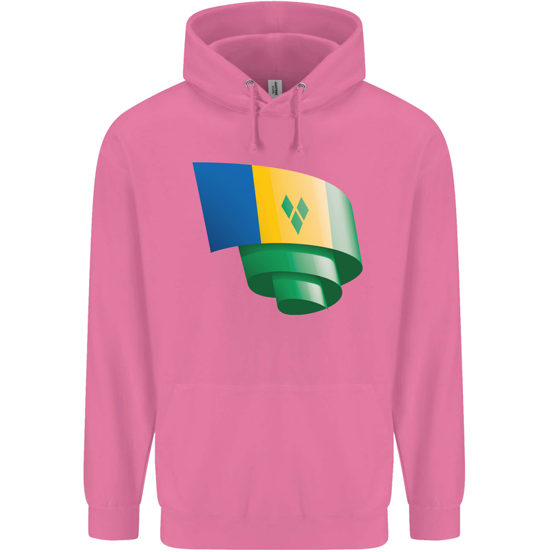 Curled Saint Vincent and Grenadines Flag Football Childrens Kids Hoodie Azalea