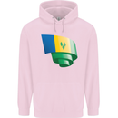 Curled Saint Vincent and Grenadines Flag Football Childrens Kids Hoodie Light Pink