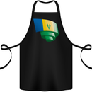 Curled Saint Vincent and Grenadines Flag Football Cotton Apron 100% Organic Black
