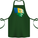 Curled Saint Vincent and Grenadines Flag Football Cotton Apron 100% Organic Forest Green