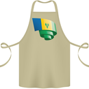Curled Saint Vincent and Grenadines Flag Football Cotton Apron 100% Organic Khaki