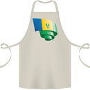Curled Saint Vincent and Grenadines Flag Football Cotton Apron 100% Organic Natural