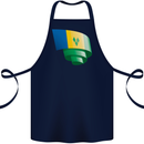 Curled Saint Vincent and Grenadines Flag Football Cotton Apron 100% Organic Navy Blue