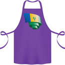 Curled Saint Vincent and Grenadines Flag Football Cotton Apron 100% Organic Purple