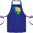 Curled Saint Vincent and Grenadines Flag Football Cotton Apron 100% Organic Royal Blue