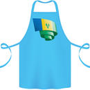 Curled Saint Vincent and Grenadines Flag Football Cotton Apron 100% Organic Turquoise
