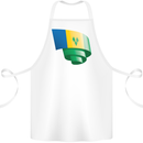Curled Saint Vincent and Grenadines Flag Football Cotton Apron 100% Organic White