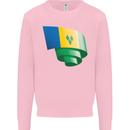 Curled Saint Vincent and Grenadines Flag Football Kids Sweatshirt Jumper Light Pink