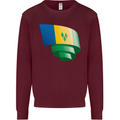 Curled Saint Vincent and Grenadines Flag Football Kids Sweatshirt Jumper Maroon