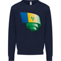 Curled Saint Vincent and Grenadines Flag Football Kids Sweatshirt Jumper Navy Blue
