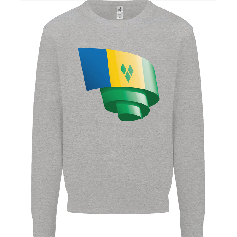 Curled Saint Vincent and Grenadines Flag Football Kids Sweatshirt Jumper Sports Grey