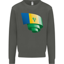 Curled Saint Vincent and Grenadines Flag Football Kids Sweatshirt Jumper Storm Grey