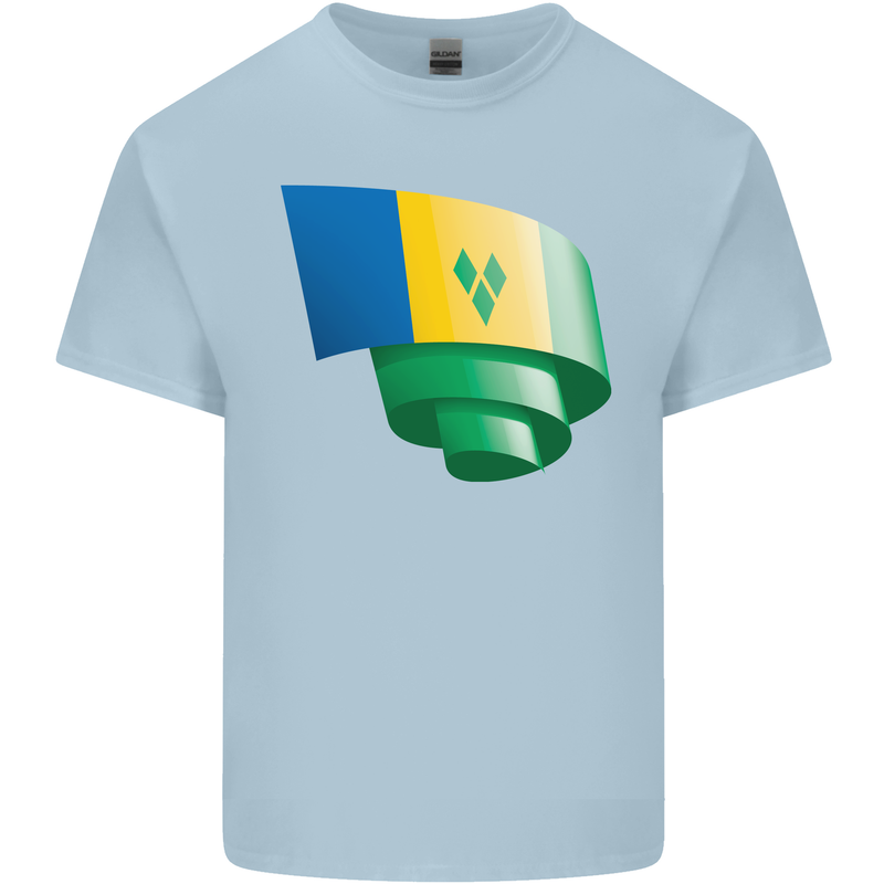 Curled Saint Vincent and Grenadines Flag Football Kids T-Shirt Childrens Light Blue