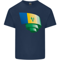Curled Saint Vincent and Grenadines Flag Football Kids T-Shirt Childrens Navy Blue