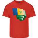 Curled Saint Vincent and Grenadines Flag Football Kids T-Shirt Childrens Red