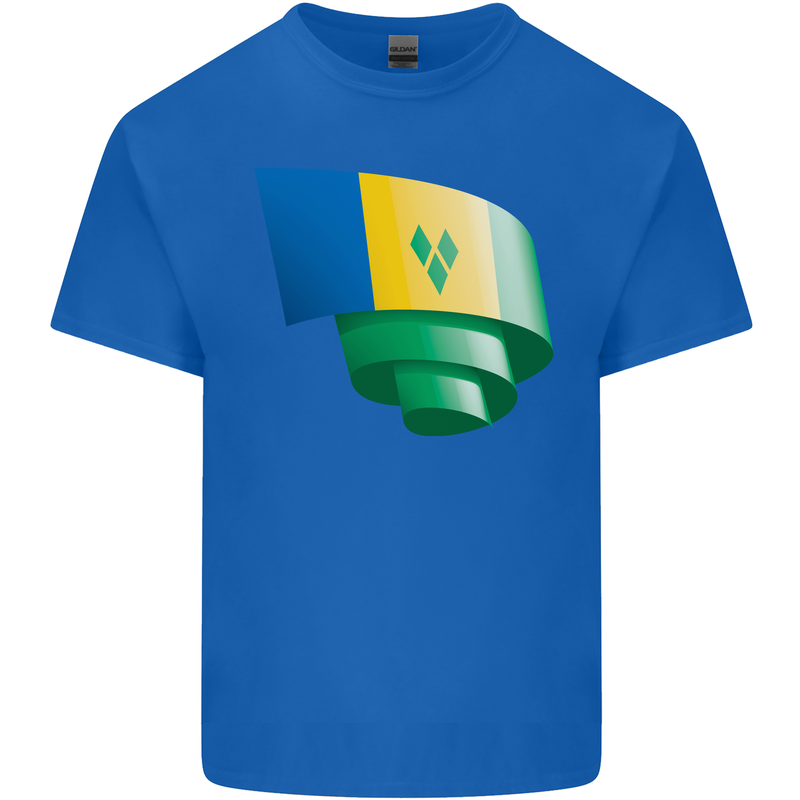 Curled Saint Vincent and Grenadines Flag Football Kids T-Shirt Childrens Royal Blue