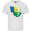 Curled Saint Vincent and Grenadines Flag Football Kids T-Shirt Childrens White