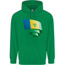Curled Saint Vincent and Grenadines Flag Football Mens 80% Cotton Hoodie Irish Green