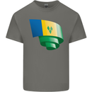 Curled Saint Vincent and Grenadines Flag Football Mens Cotton T-Shirt Tee Top Charcoal