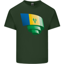 Curled Saint Vincent and Grenadines Flag Football Mens Cotton T-Shirt Tee Top Forest Green