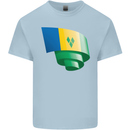 Curled Saint Vincent and Grenadines Flag Football Mens Cotton T-Shirt Tee Top Light Blue