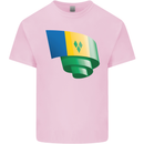 Curled Saint Vincent and Grenadines Flag Football Mens Cotton T-Shirt Tee Top Light Pink