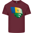 Curled Saint Vincent and Grenadines Flag Football Mens Cotton T-Shirt Tee Top Maroon