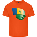 Curled Saint Vincent and Grenadines Flag Football Mens Cotton T-Shirt Tee Top Orange