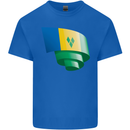 Curled Saint Vincent and Grenadines Flag Football Mens Cotton T-Shirt Tee Top Royal Blue