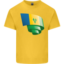 Curled Saint Vincent and Grenadines Flag Football Mens Cotton T-Shirt Tee Top Yellow