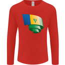 Curled Saint Vincent and Grenadines Flag Football Mens Long Sleeve T-Shirt Red