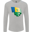 Curled Saint Vincent and Grenadines Flag Football Mens Long Sleeve T-Shirt Sports Grey