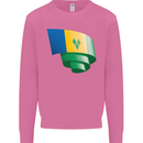 Curled Saint Vincent and Grenadines Flag Football Mens Sweatshirt Jumper Azalea