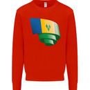 Curled Saint Vincent and Grenadines Flag Football Mens Sweatshirt Jumper Bright Red