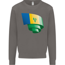 Curled Saint Vincent and Grenadines Flag Football Mens Sweatshirt Jumper Charcoal
