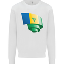 Curled Saint Vincent and Grenadines Flag Football Mens Sweatshirt Jumper White
