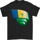 Curled Saint Vincent and Grenadines Flag Football Mens T-Shirt 100% Cotton Black