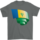 Curled Saint Vincent and Grenadines Flag Football Mens T-Shirt 100% Cotton Charcoal