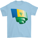 Curled Saint Vincent and Grenadines Flag Football Mens T-Shirt 100% Cotton Light Blue