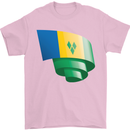 Curled Saint Vincent and Grenadines Flag Football Mens T-Shirt 100% Cotton Light Pink