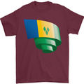 Curled Saint Vincent and Grenadines Flag Football Mens T-Shirt 100% Cotton Maroon