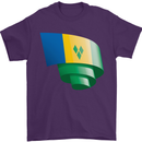 Curled Saint Vincent and Grenadines Flag Football Mens T-Shirt 100% Cotton Purple