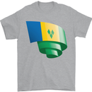 Curled Saint Vincent and Grenadines Flag Football Mens T-Shirt 100% Cotton Sports Grey