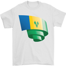 Curled Saint Vincent and Grenadines Flag Football Mens T-Shirt 100% Cotton White