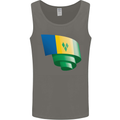 Curled Saint Vincent and Grenadines Flag Football Mens Vest Tank Top Charcoal