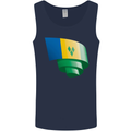Curled Saint Vincent and Grenadines Flag Football Mens Vest Tank Top Navy Blue